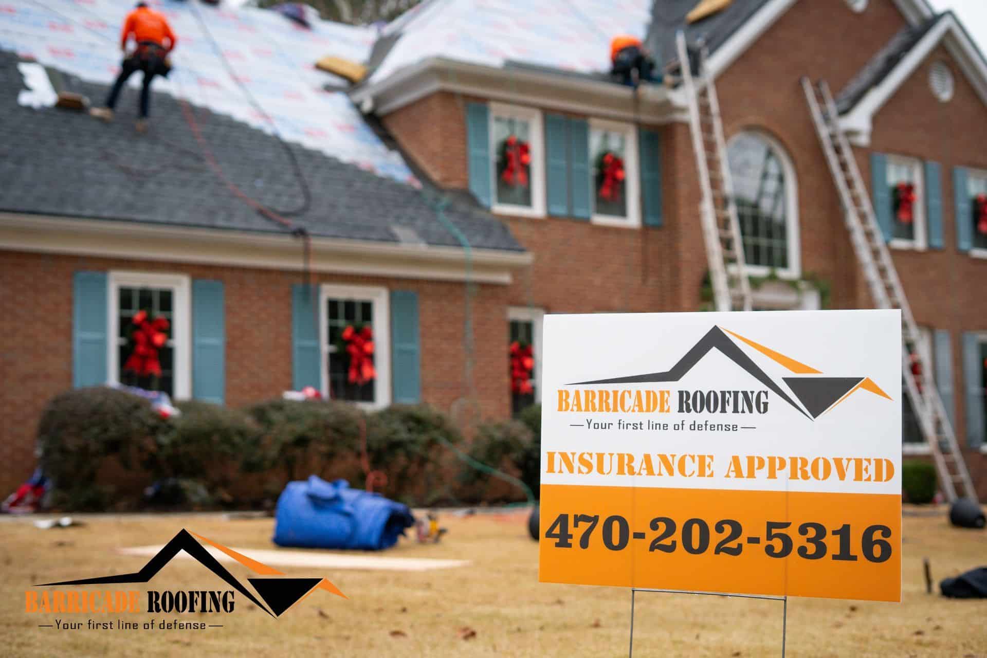 roofing job and sign